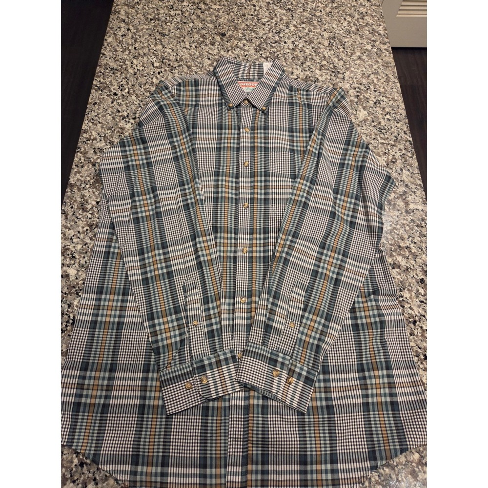 McGregor Classics Mens Tall LT Plaid Button Down Shirt Blue Green Long‎ Sleeve